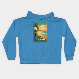 Hawaii Vintage Retro Travel Poster Kids Hoodie